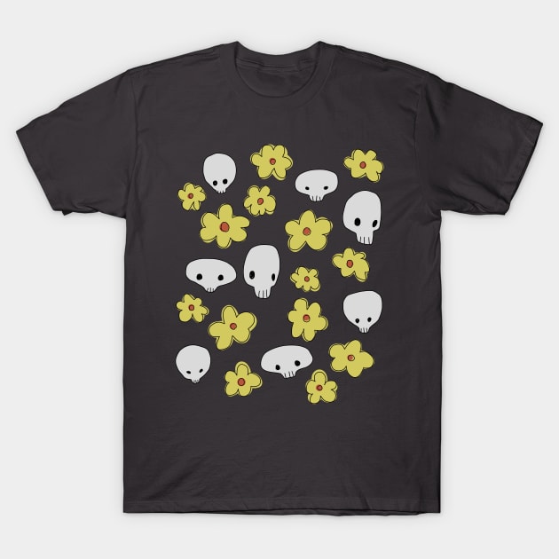 Skulls and flowers T-Shirt by cokyfish